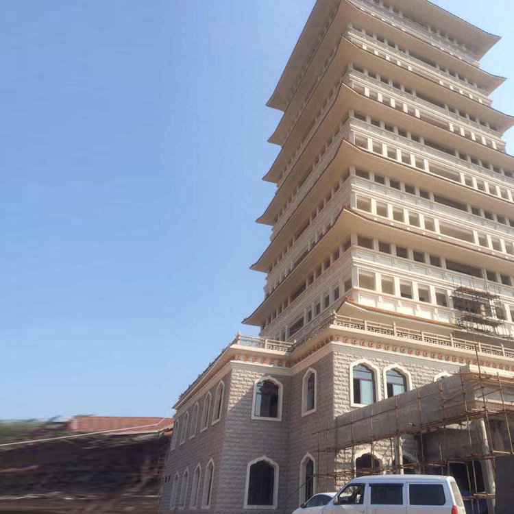 上海虎墙镇江大觉寺外墙真石漆喷涂工程